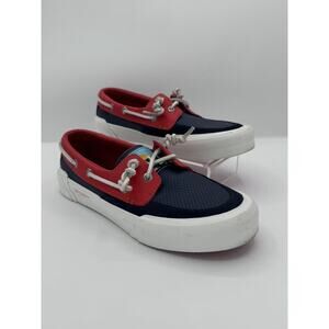 USA!!!!! Sperry Top-Sider Women's Soletide 2-Eye Blue/Red Sneakers STS86215 Sz 6